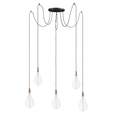 Maxim Lighting Early Electric 5-Light 13.75" Wide Black / Antique Brass Pendant Light 12125BKAB/BUL-A50